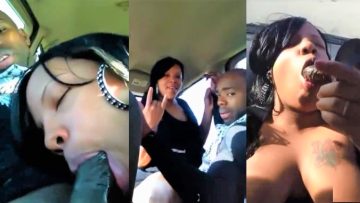 Sucking perra en coche del calvo negro