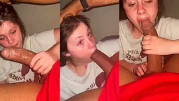 Huge cock drilling into a teen’s throat