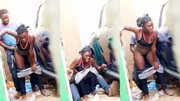 Haitiano Pillado Singando Con Su Negra Vagabunda En la Esquina
