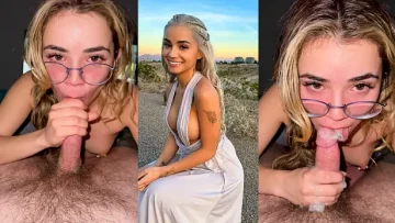 Jameliz babe leaked sucking his cock with glasses