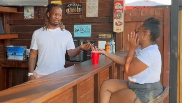 Pretty brunette asks him for the number of the bar. Fucking in his house