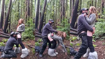 Young Girl Fucking Her Father’s Friend in the Woods