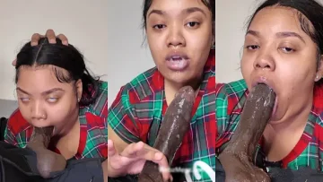 She sucks that big ebony cock without fear of choking