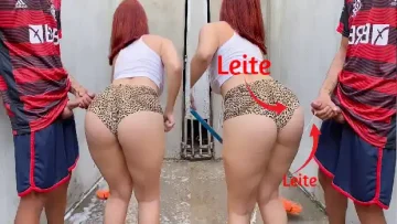Pervertido olhando a bunda gorda da vizinha e se masturbando