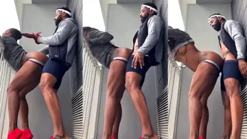 Nalgona en tanga blanca vuelve loco al negro con twerk vertical