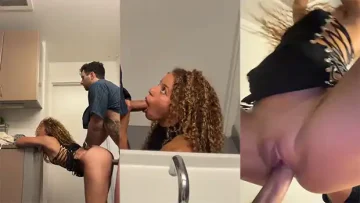 Cogiendo en la cocina con la vecina culona de rizos