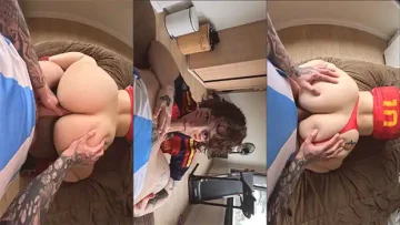 Intense sex after arriving home from the game with his girlfriend