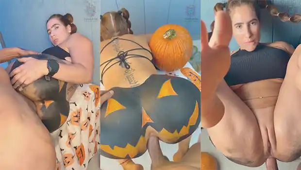 Video porno de Yiny Leons celebrando Halloween con su culo